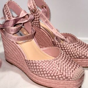 Steve Madden Pink Espadrille Shoes with Woven Texture